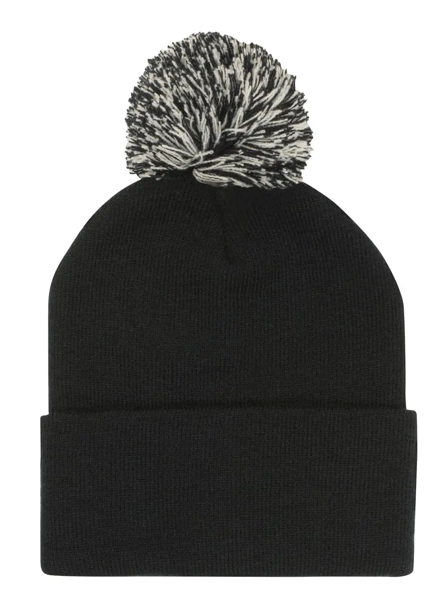 Headwear Knitted Acrylic Beanie With Pom Pom X12 - 4256 Headwear Professionals